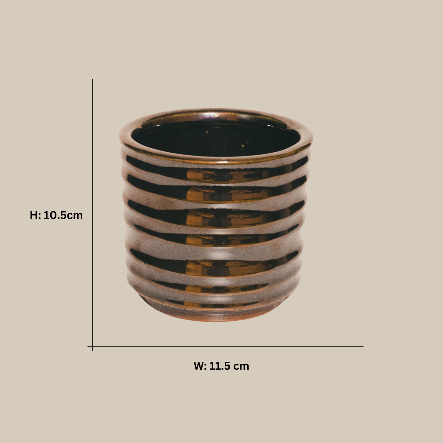 ODO Black Metallic Glazed Ceramic Container (With Chosen Fragrance)